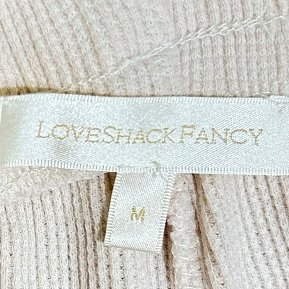 LoveShackFancy Lovett Cream Ribbed Henley Lounge jogger Pants size medium - Picture 9 of 10
